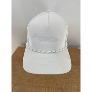 Armadillo Hat Company White Stone Rope Feather Logo Snapback Baseball Cap OS